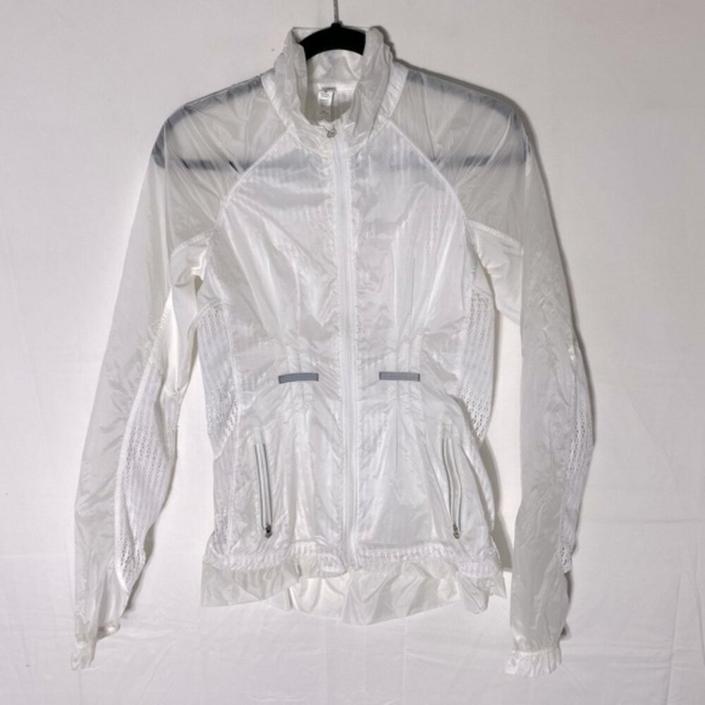 Lululemon Athletica White Run Wild Semi Sheer Partial Mesh Activewear Jacket 4